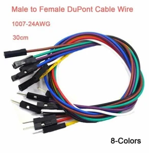 24AWG DuPont Cable Wire GPIO Ribbon M-F Breadboard Jumper Wire 30cm 8 Colours - Picture 1 of 9