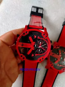 Diesel DZ7431 Mr Daddy banda de goma roja esfera negra con fecha para hombre - Imagen 1 de 8