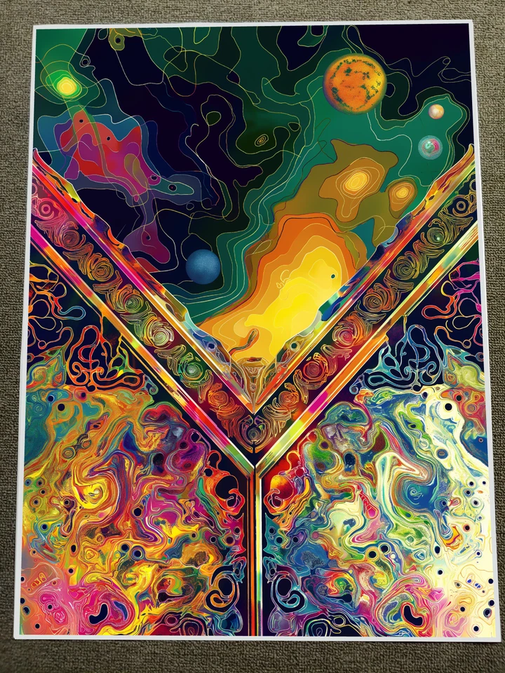 Abstract Colorful Wall Art with Cosmic Design Poster Print 18x24in - Image 1 of 1