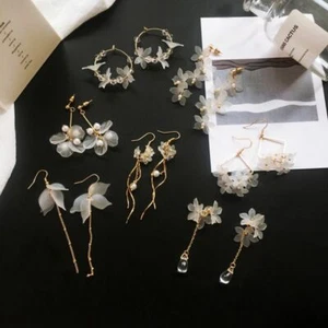 Women Earrings Long Hanging Flower Crystal Handmade Bohemia Boho Jewelry Gift - Picture 1 of 19
