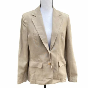 Blazer para mujer MJ Concepts talla 13 beige manga larga bolsillos vintage hecho en EE. UU. - Imagen 1 de 7