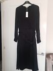 M&S Per Una Black Satin Dress with self spot Size 16 BNWT