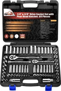 Herramientas Mecanicas Para Carro Juego De Mechanic Tool Box Set Auto Stanley - Picture 1 of 9