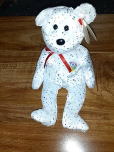 #F) 2003 Ty Beanie Baby DECADE Bear (10 Year Anniversary) White - Picture 1 of 1