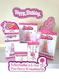 Barbie Party Pack Personalised | Capri Sun Labels, Bags, Wrappers, Invitations - Picture 1 of 28
