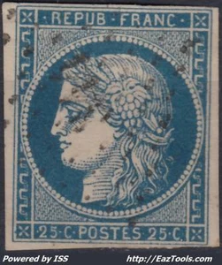 FRANCE CERES 25c BLEU N° 4 AVEC OBLITERATION - Picture 1 of 2