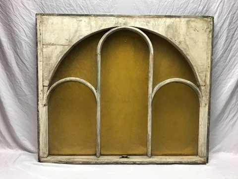 Antique Arched Amber Glass Shabby 5 lite Window Sash Old Shabby VTG Chic 983-23B Cover