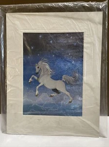 Grabado de metal vintage unicornio de Inglaterra 6" x 8" mate - Imagen 1 de 5