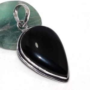 925 Silver Plated Black Onyx Jewellery Pendant Handmade Gemstone Size 2" GW - Picture 1 of 3