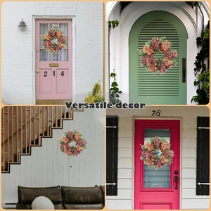 Hydrangea Front Door Wreath, 18 Inch Artificial Spring Summer Wreaths with Pu... - Picture 1 of 1
