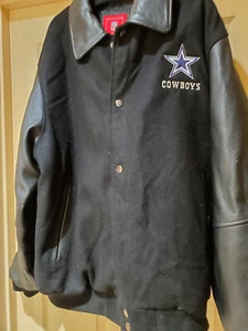 Chaqueta de lana y cuero de los Dallas Cowboys para hombre talla XL negra y azul - Imagen 1 de 7