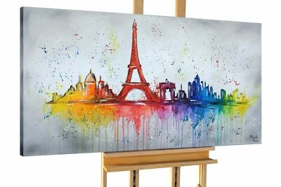 Acryl Gemälde 'EIFFELTURM VOLL PRACHT' | HANDGEMALT | Leinwand Bilder 140x70cm - Bild 1 von 4