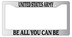 Chrome License Plate Frame United States Army, Be All You Can Be Auto 145 - Picture 1 of 1