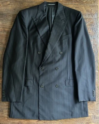 Blazer Ermenegildo Zegna Vintage Doble Pecho Para Hombres 54/44R Chaqueta de Lana Negra Foto 1 de 4