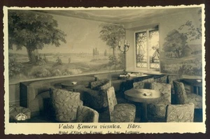Latvia Kemmern RPPC Kemeri Hotel d'Etat bar corner interior view 1935 Ķemeri - Picture 1 of 2