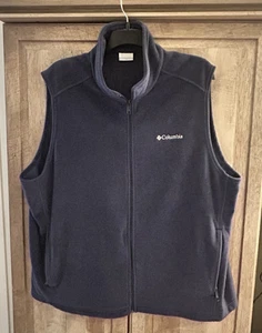 Columbia Chaleco Chaqueta Polar Para Hombre 3X Azul Marino Bolsillos Poliéster - Imagen 1 de 6