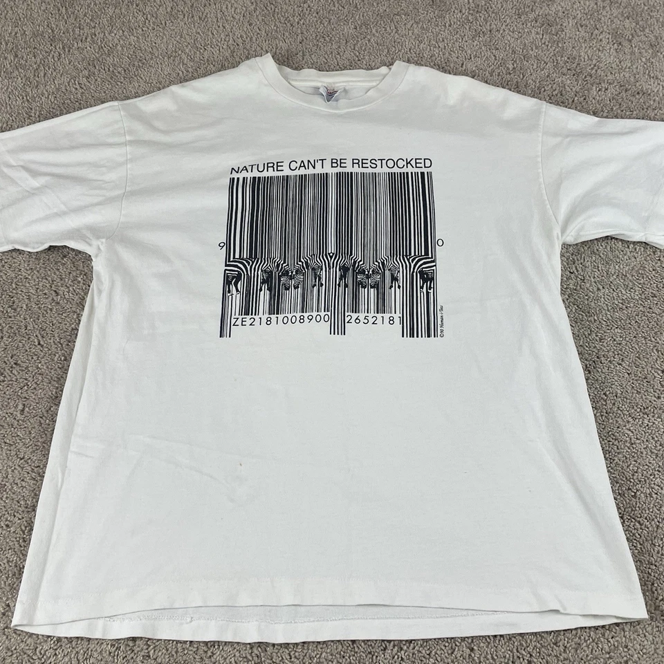 Camisa De Colección XL EE. UU. Punto Único Algodón Naturaleza No Se Puede Reabastecer Años 90 T162 Foto 1 de 4