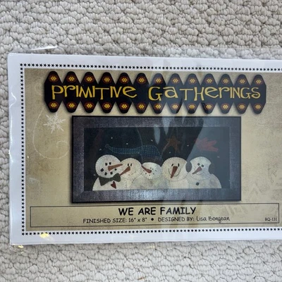 We Are Family Snowman Wool Applique Pattern by Primitive Gatherings Lisa Bongean - Image 1 of 2