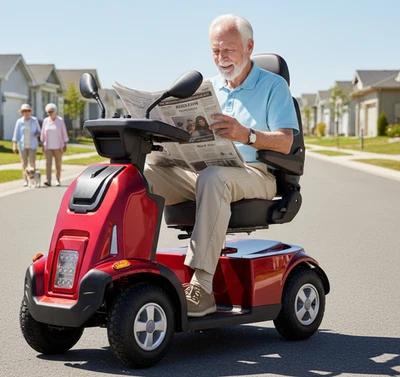 Red Electric Mobility Scooter 60KM Range 12km/h 150KG Load Electric Motorised - image 1 of 4