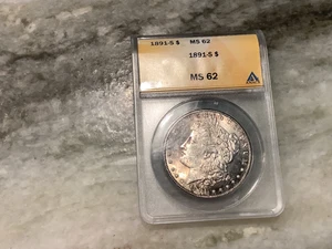 1891-S Silver Morgan Dollar MS62 - Picture 1 of 2