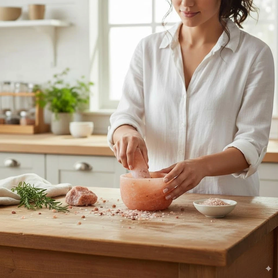 Juego de mortero y mortero de sal del Himalaya con garantía de reemplazo de 1 año!* Foto 1 de 3