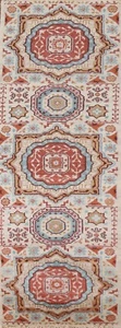 Runner Rug 3x8 ft.Geometric Kazak Oriental Hand-Knotted Hallway Wool Carpet - Picture 1 of 12