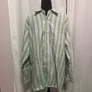 Mens Lg Gap Classic Long Sleeve Blue/Green Striped Button Front Shirt 15/15.5 - Picture 1 of 7