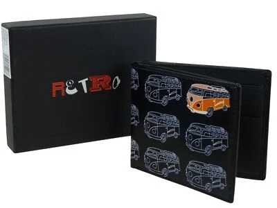 Mens Top Quality Leather Bi-Fold Wallet by Golunski; Retro Camper Van Gift Boxed - Image 1 of 3
