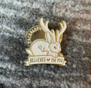 Enamel Pin Jackalope Bunny Antlers Brooch Backpack Jackalope Believes In You New - Picture 1 of 5