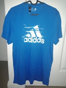 adidas Men's Essentials Logo Tee/T-Shirt Tennis/Training/Casual Blue Size Small - Picture 1 of 5