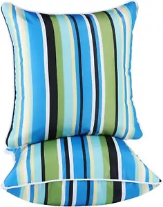 Enipate Inserts Included Outdoor Throw Pillows, Pack of 2 Striped Water Resis... - Picture 1 of 7