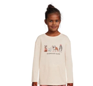 Wonder Nation Girls Long Sleeve Sleepover Squad Begie Top, Size M (7-8) - Picture 1 of 3