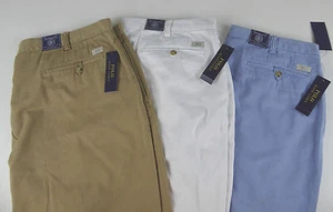Pantalones chinos Polo Ralph Lauren delanteros planos de algodón calce clásico nuevos con etiquetas $85 $98 - Imagen 1 de 18