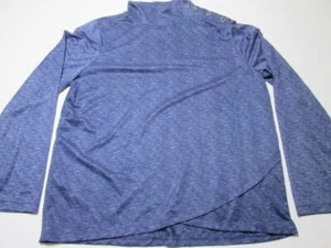 St John's Bay Womens Size L Long Sleeve Shirt High Neck Shoulder Buttons - Picture 1 of 8