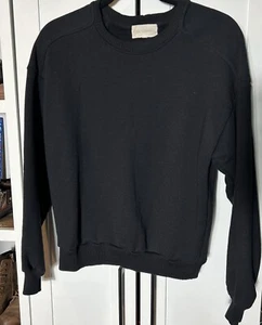 CRK x VIMMIA Women's Revolve Stevie Sweatshirt Ribbed Crewneck Pullover Black XS - Picture 1 of 7
