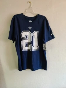 Dallas Cowboys Nike T Shirt Elliot Large Athletic Cut Football Mens Blue NFL - Picture 1 of 13