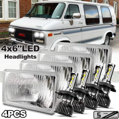 4pcs '' LED Headlights Hi/Lo For GMC G1500-G2500-G3500 1992-1995 Cool white - Image 1 of 4