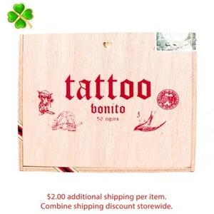 Caja de cigarros de madera vacía Tattoo Bonito 9" x 6,75" x 4,5" - Imagen 1 de 12