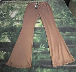 Divided H&M Women's Pants Sz L Curvy Fit Coupe Modelante Brown - Picture 1 of 4