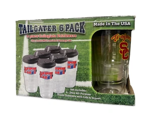 ThermoServ 6 pack USC Trojans Tailgater 24oz Tumbler Mug Coffee Drink Cup Set - Picture 1 of 3