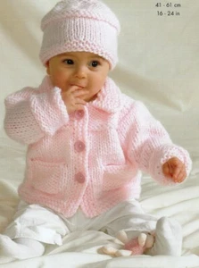 Baby knitting pattern Jacket Sweater Crossover Chunky 12 ply copy birth-2 years - Picture 1 of 2