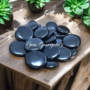 Shungite Palm Stone Polish Shungite Smooth Stone EMF Protection Shungite Crystal - Picture 1 of 1