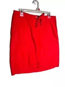 TALBOTS Petites Size 8P Linen Blend Red Drawstring Waist Skirt - Picture 1 of 4
