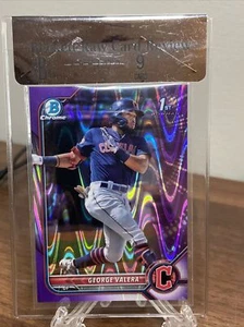 2022 BOWMAN CHROME GEORGE VALERA 1ST PURPLE LAVA PARALLEL /250 Raw Card 9 - Picture 1 of 6
