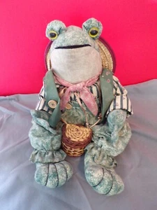 My Collection Co Fishing Frog Plush Shelf Sitter Hat and Basket VINTAGE - Picture 1 of 7