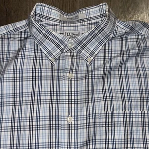 Mens LL Bean Plaid Shirt Wrinkle Free Button Down Slight Fitted Size 17 1/2 34 - Picture 1 of 6