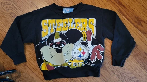 Vintage 1996 Pittsburgh Steelers Taz Shirt Youth Small 4/5 Boys Girls Sweatshirt Cover