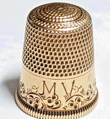 古董 WAITE THRESHER 10K 黄金 TIMBLE MONO MV 尺寸 8 重量 2.95 克 — 第 1/4 张图片