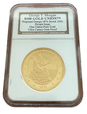 US 2006 Gold 1 oz $100 NGC Gem Proof Proposed Design 1876 George T. Morgan - Image 1 of 2