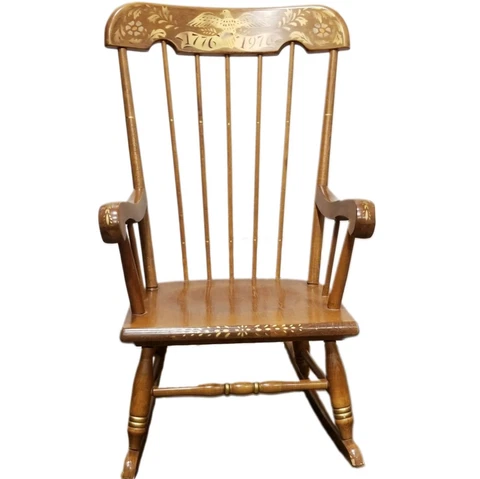 Bicentennial 1976 Children's Vintage Wooden Rocking Arm Chair American History Cover